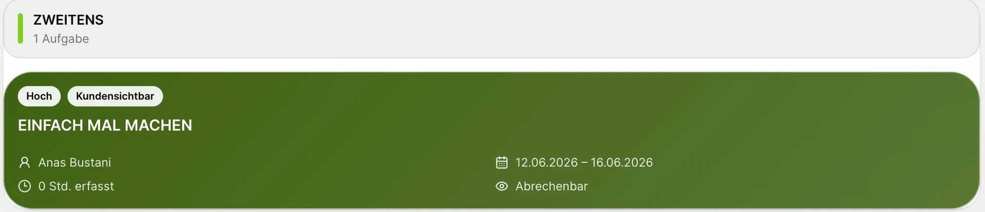Die kundensichtbare Aufgabe einer OOKI-Projektphase.